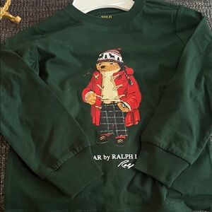 Polo by Ralph Lauren Dark Green Bear Graphic Long-Sleeve Tee